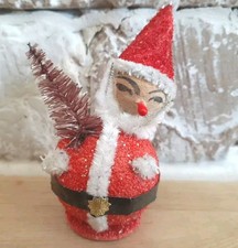 German Antique Miniature Papier Mache & Pipe Cleaner Santa Elf Ornament  picture