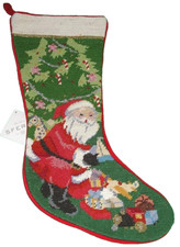 Sferra Santa Wool Needlepoint Christmas Stocking Handmade New picture