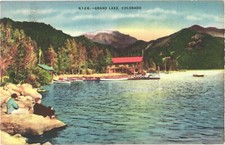 Grand Lake CO Boathouse Mountain View Divided Back Postcard c1910s Posted picture