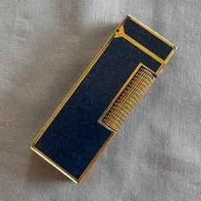 Dunhill Lacquer Lapis Roller Gas Lighter Blue Gold Vintage Collectible picture