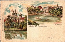 Vintage 1900 Gruss Aus Osnabrück German Postcard Hasepartie Dom picture