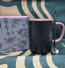 New Starbucks + Blackpink Co-branded Cup Cool Black Pink Coffee Mug + Spoon Gift picture