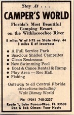 Camper's World Service Park Don & Bob Olmen Lake Panasoffkee FL 1974 Ad TAK6-S14 picture