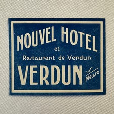 Vintage Hotel Travel Luggage Label Nouvel Hotel Verdun France French picture