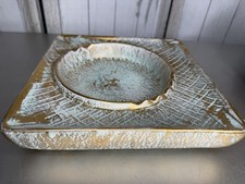 VTG Mid Century STANGL POTTERY Ashtray Mint Green Gold Trinket Tray Decor picture