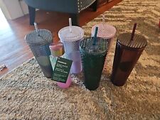 Starbucks Pink/Silver/Purple Grid Disco Holiday 2020 Cold Tumbler Studded LOT picture