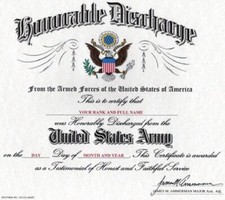 United States Army - Honorable Discharge Replacement Certificate picture
