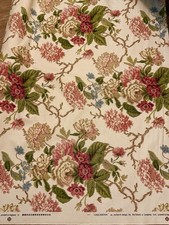 Jacobean Floral Fabric Cream Old World Vintage Chintz 2.3yd English Country Lot picture