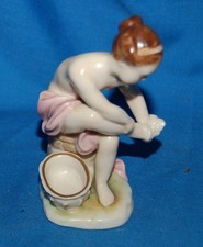 Vintage Höchst Porcelain Figurine Footbather Girl Child Germany Blue Wheel Mark picture