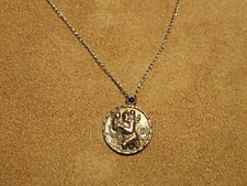 Vintage Tiny St. Christopher Be My Guide Sterling Silver Medal Pendant 15