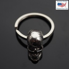 Skull Keychain Skeleton Grinning Teeth Bone Pendant Charm - 35mm Split Key Ring picture