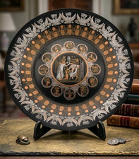 VTG Mid-Century Egyptian Revival Metal Hanging Decorative Plate King Tutankhamun picture