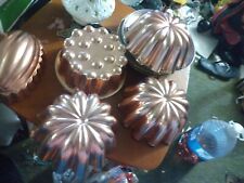 LOT 5X Copper Tone Cake Pan Jello-O Mold Wall Hangings Great Condition picture