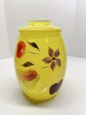 Vintage Bartlett Collins Gay Fad Yellow Glass Fruit Flowers Cookie Jar Canister picture