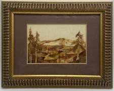 Vtg Japanese Pressed Nature Art Landscape Mountains Signed 9x6” ~Rice Paper picture