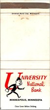 University National Bank Minneapolis MN Vintage Matchbook Cover 5M28-3 picture