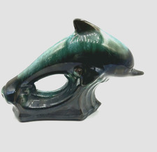 Blue Mountain Pottery Dolphin Ceramic Figurine Green Turquoise picture