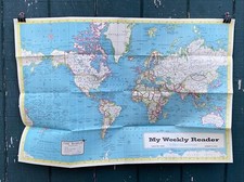 Hammond's International Vintage Old Large Weekly Reader World Wall Map + Africa picture