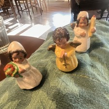 Antique German Angels Set of 3 dainty Multicolor Christmas Decor very RARE picture