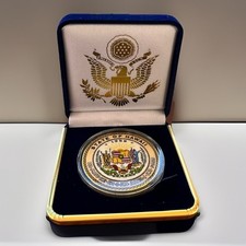HAWAII State Seal 1959 Colorized Collectible Challenge Coin W/ Blue Velvet Case picture