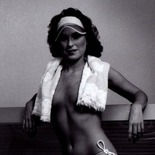 c1980s Woman Solana Tanning Bed Bikini Visor Towel Glamour Model 8x10 Photo Vtg picture