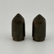 1943 WWII Trench Art Salt Pepper Shakers 20MM Shell MK2 2 1/4” WW2 picture