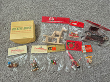 Vintage Wooden Christmas Ornaments Lot Miniature Child Tree NOS Santa Toys Mini picture