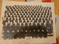 WWII 1945 US Navy Company 218 Group Photo 11x14 Original Signed Back picture
