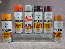 6 Vtg Rustoleum Spray Paint Can Lot Small Face Scotty 1973-76 Orange Yellow picture