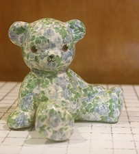 Linda Edgington Canada VTG Floral Decoupage Teddy Bear Figurine picture
