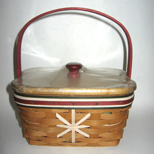 Longaberger 2009 Holiday Helper Treats Basket Fabric Liner, Plastic Protector picture