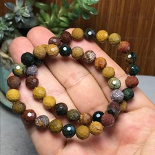 2Pcs Wholesal Natural Ocean Jasper  bracelets Crystal ball sphere facet 8mm 7682 picture