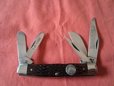 Case XX 6592 NKCA 5 Blade Large Stockman Knife 1980 10 Dot Brown Bone picture