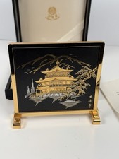 Vintage AMITA Japanese Damascene Table Screen-Komai Era Kinkaku-ji Rare picture