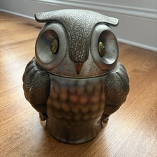 Vintage Seymour Mann Pewtertone Owl Ice Bucket Olde Tankardware Rustic MCM  picture