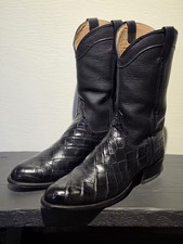 Tecovas Size 13D Black Gator Belly Cowboy Boots Round Toe picture