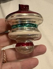 Shiny Brite Silvered Tornado UFO Glass Christmas Ornaments Lot 7 Vtg picture
