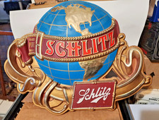 1976 Schlitz Brewing Plastic Beer Sign Gilded Blue Globe picture