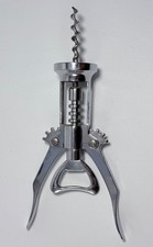 Vintage Corkscrew Bottle Opener Winged “Italy” Chrome Double Lever Barware 6.5” picture