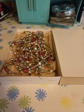 Vintage 1950's Czech Glass Bugle Bead Christmas Garland Lot 5 Strands W Box MCM picture