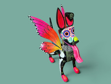 Oaxacan Alebrije Dante Disney/Pixar Dog Skelton Copal Wood Carving Art Mexican picture