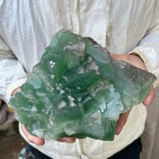 5.3LB Large NATURAL Green Cube FLUORITE Quartz Crystal Cluster Mineral Specimen picture