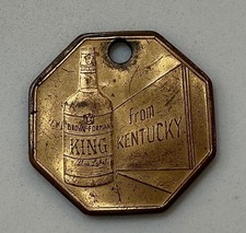 Vtg 40-50’s Brown Forman King Whisky Kentucky Metal Advertising Watch or Key Fob picture