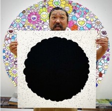 SUPER RARE SIGNED Takashi Murakami Round Flowers Black Print XX/300 LE (FRAMED) picture