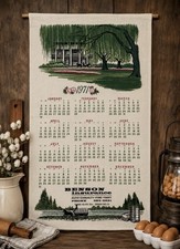 Vtg 1971 Kitchen Towel Calendar Cotton Farm Plantation Country 16.5x28 picture