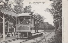 Trolley Grand View Hotel Chain O Lakes Waupaca Wisconsin WI Depot 1908 Postcard picture