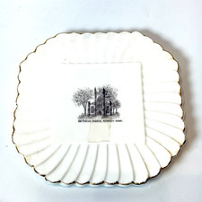 PLYMOUTH - Unitarian Church MA Massachusetts Antique Trinket Souvenir China Dish picture