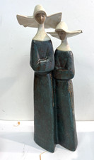 Vintage Lladro Spain 2 Nuns Figurine Gres Retired 13.5