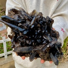 7.53LB Large Natural Smoky Black Quartz Crystal Cluster Raw Mineral Specimen picture
