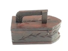 Retro Vintage 1970s Mediterranean Spanish Revival Wood Iron Shaped Yarn Holder picture